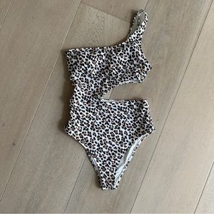 Aerie one shoulder cut out cheeky swim suit